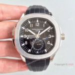 Swiss Grade Copy Patek Philippe Travel Time Watch SS Gray Dial